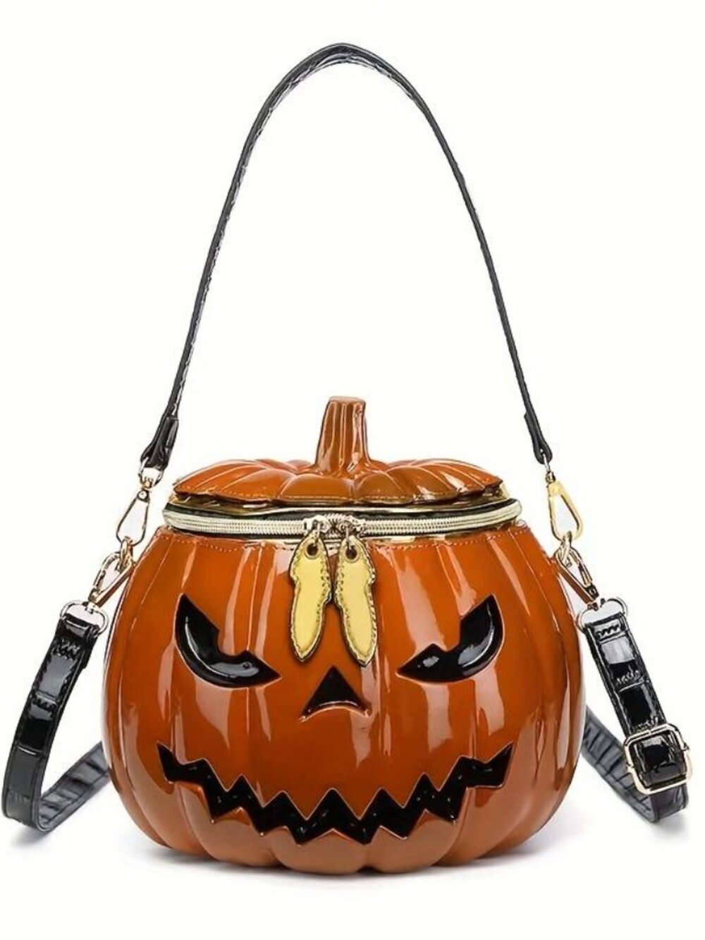 Halloween Pumpkin Jack O Lantern Purse with Adjustable Strap PVC Party Bag - Picture 2 of 7